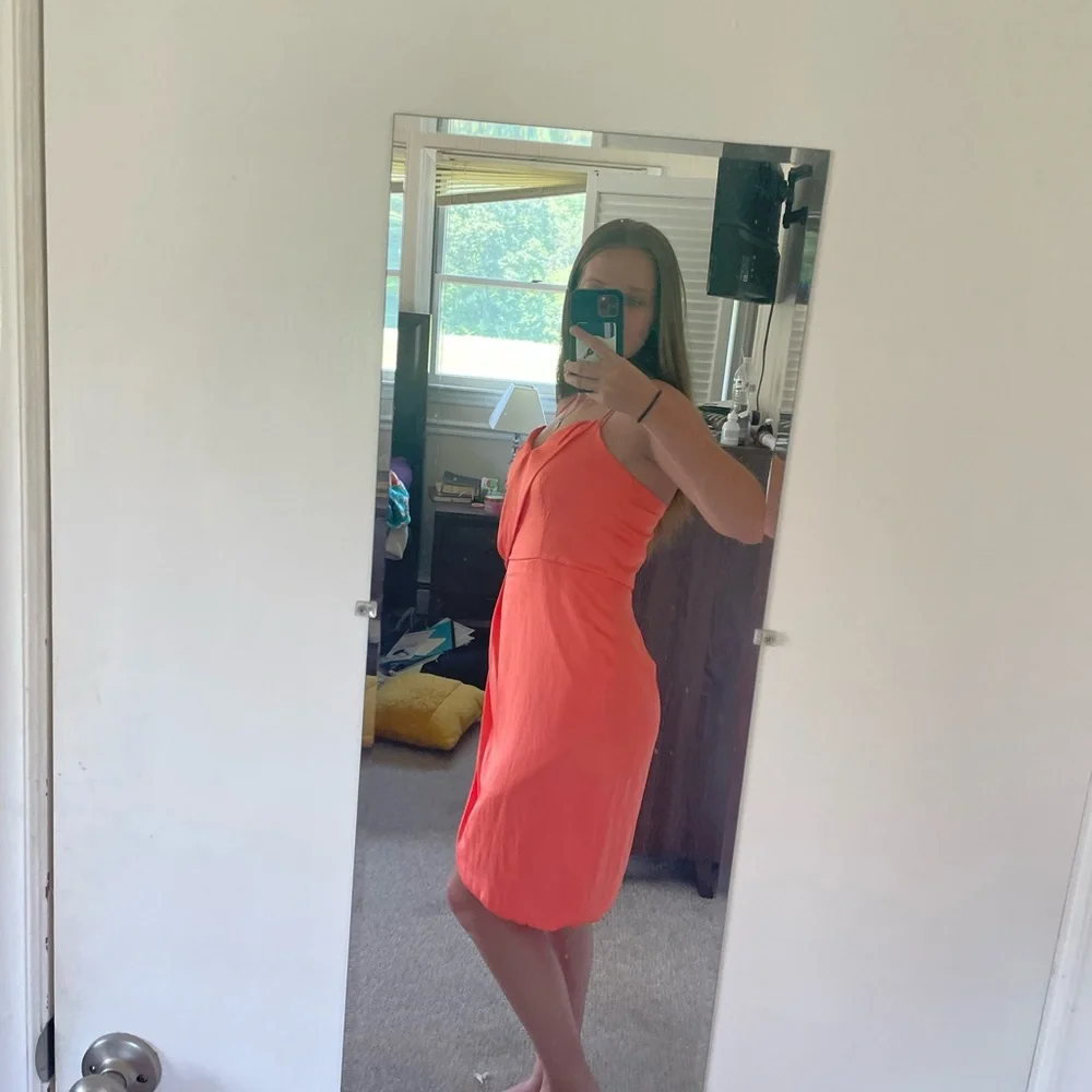 NWT Banana Republic Wrap Style Orange Midi Cocktail Dress size 6 - Picture 2 of 6